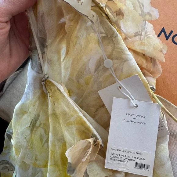 Zimmermann Harmony Asymmetrical Dress in Soft Yellow Floral - Picture 6 of 7
